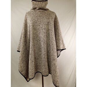 Le Moda Women's Black Gray Cowl Neck Poncho One Size